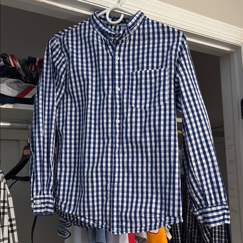 Blue and White Checkered Boy's Shirt